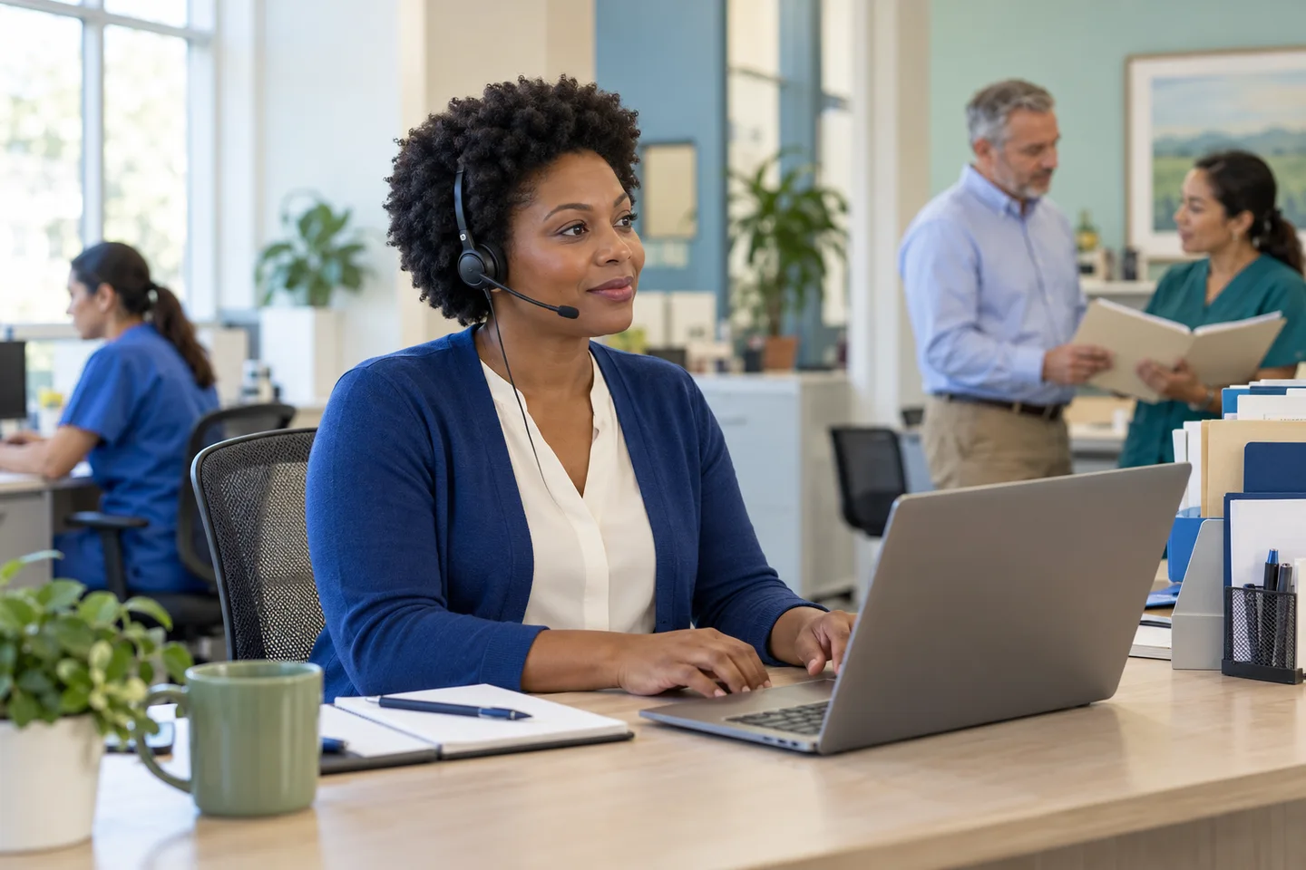 Administrative professional coordinating account follow-up