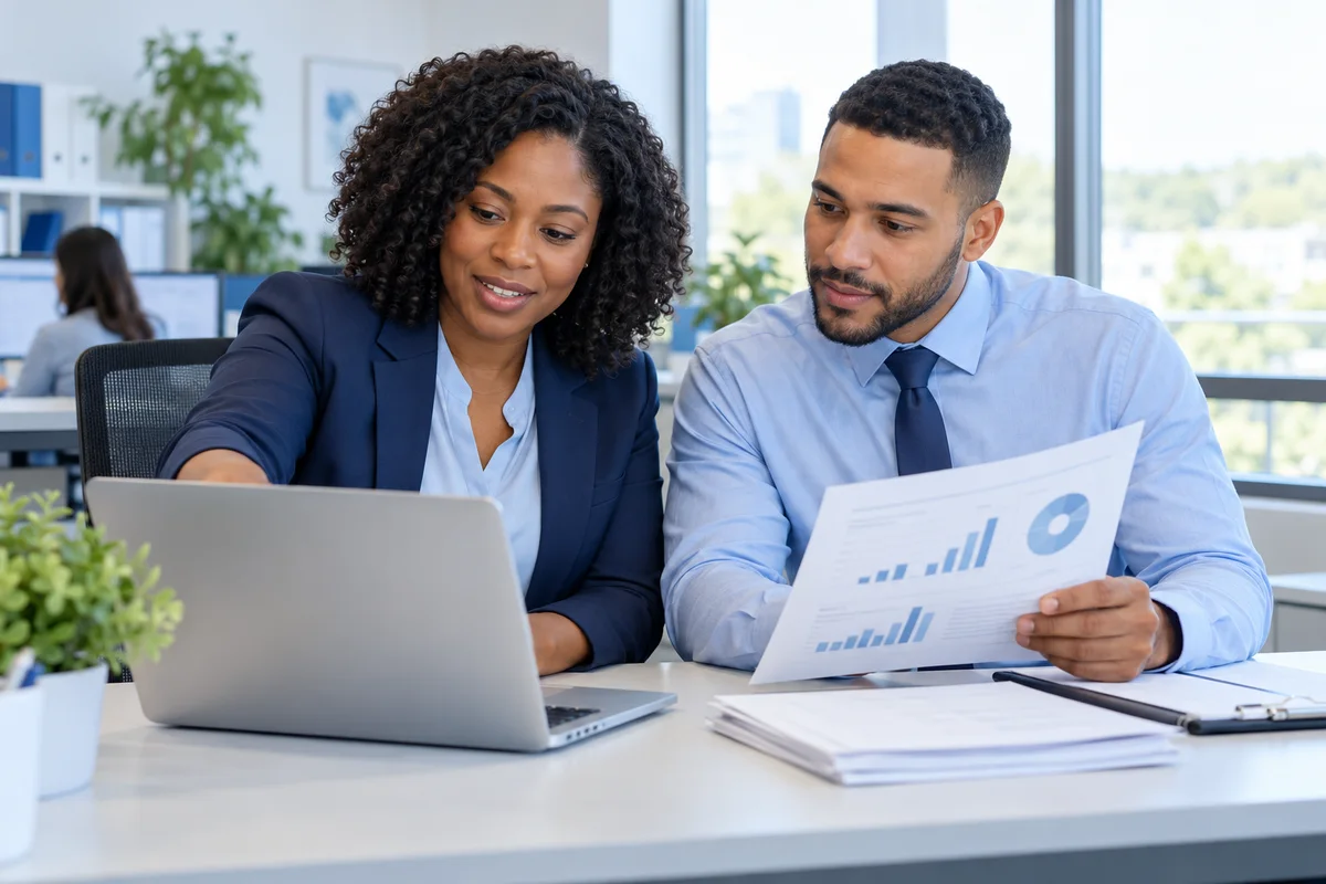 billing professionals reviewing a workflow